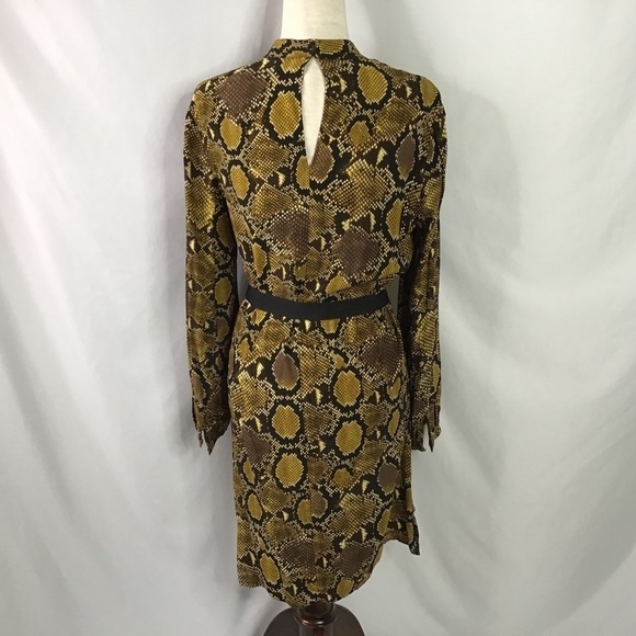 Nwot Zara Dress Snakeskin Long Sleeve Belted Animal Print Brown Black … - Picture 11 of 16
